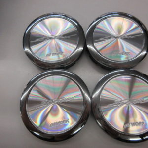 SEAT REPLACEMENT CENTRE CAPS 60 MM SET OF 4 SILVER/RED & CHROME